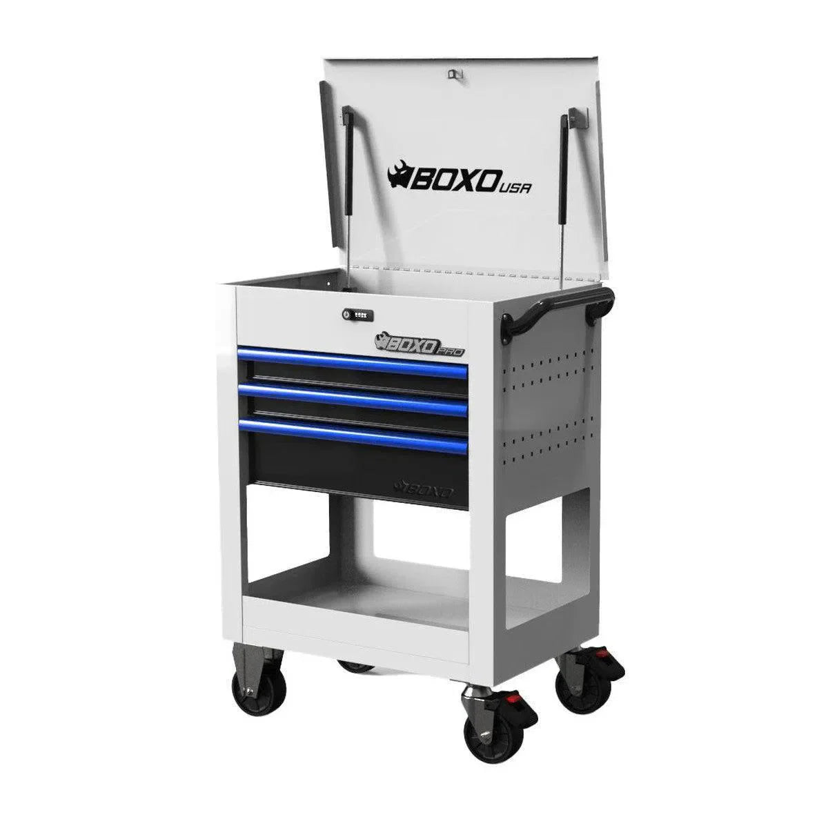 Pro Series | 28" 3-Drawer Flip top Service Cart Tool Box with Anti-Tip | No Trim