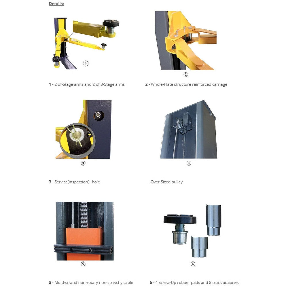 10000 Lb Capacity, Two Post Hydraulic Auto Car Lift, 220V | AGT-B1000