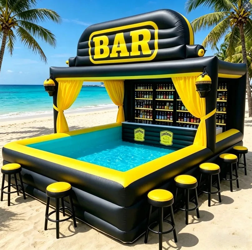 PVC Portable Inflatable Pool Bar Adults Outdoor Yard Party Water Pool Inflatable Bar Tent Blow up Pub Platform Customed 4M5M6M