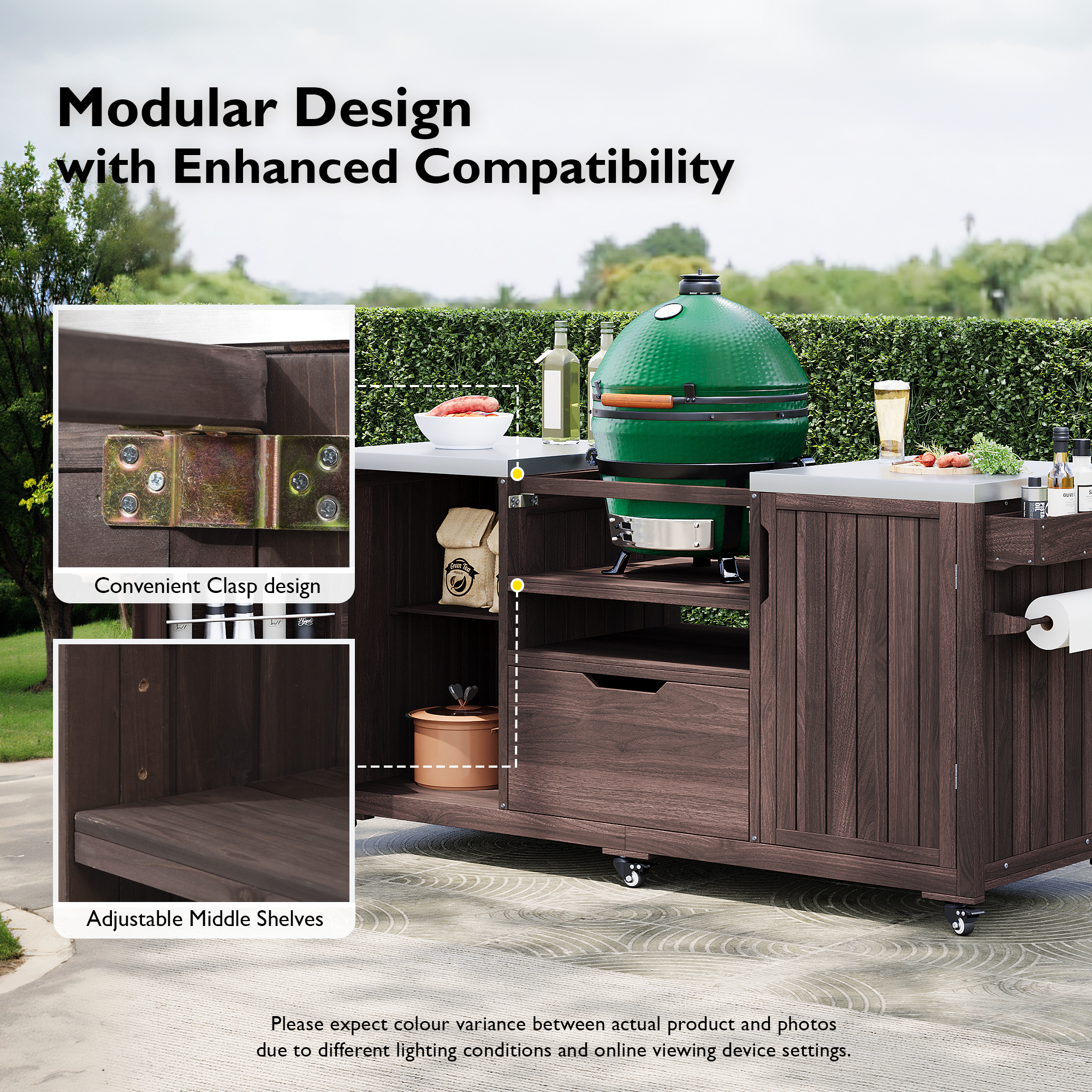 K&K 66.5' Outdoor Kitchen Island for Big Green Egg Grills