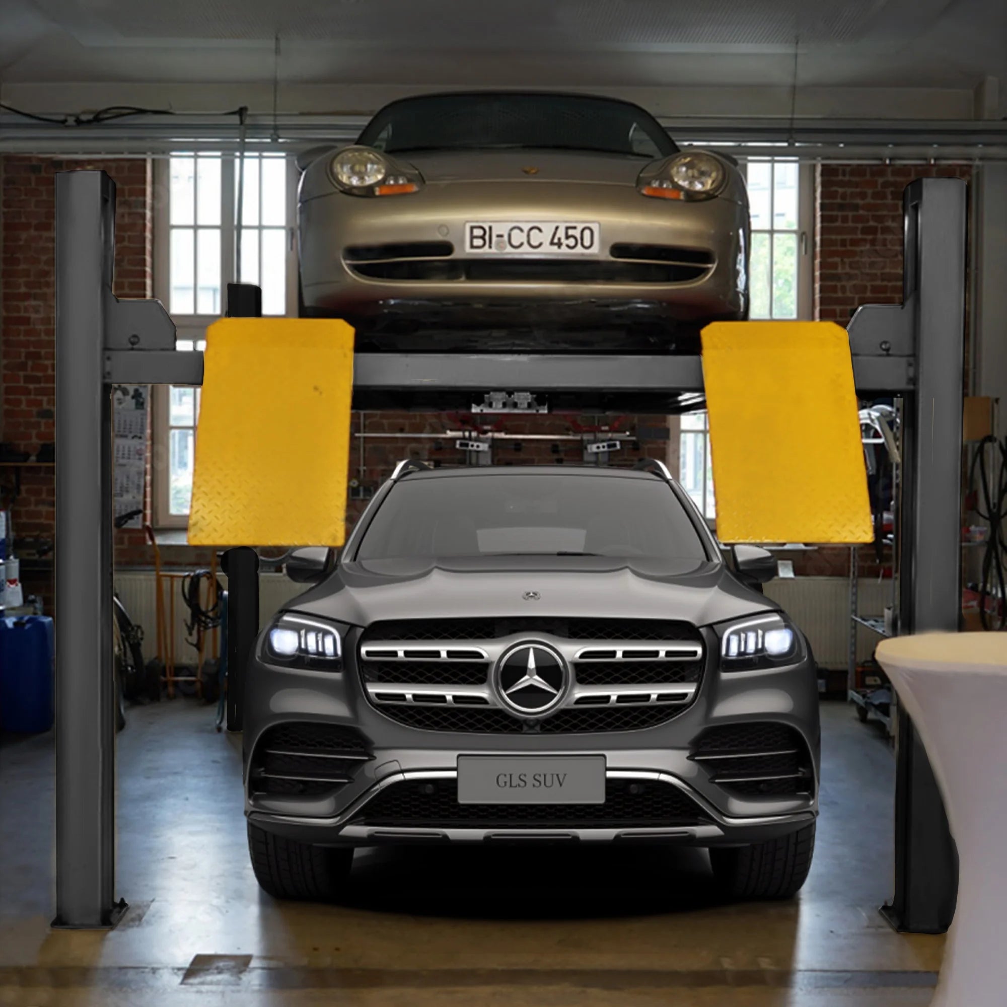 KT-4H850 Four Post Parking Lift Storage Service Car Auto Lift Truck Hoist with Caster Kit for Home Garage,Repair Shop