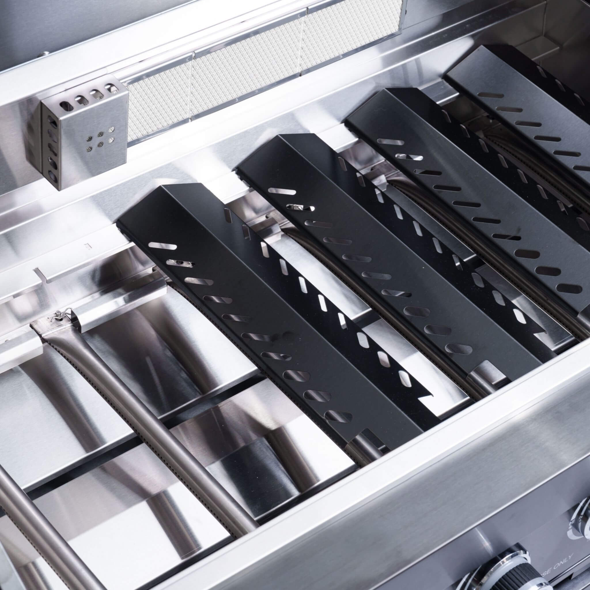 Castelle Flame Premium Black Stainless Steel 6-Burner Gas Grill Kitchen Island With Rotisserie Kit