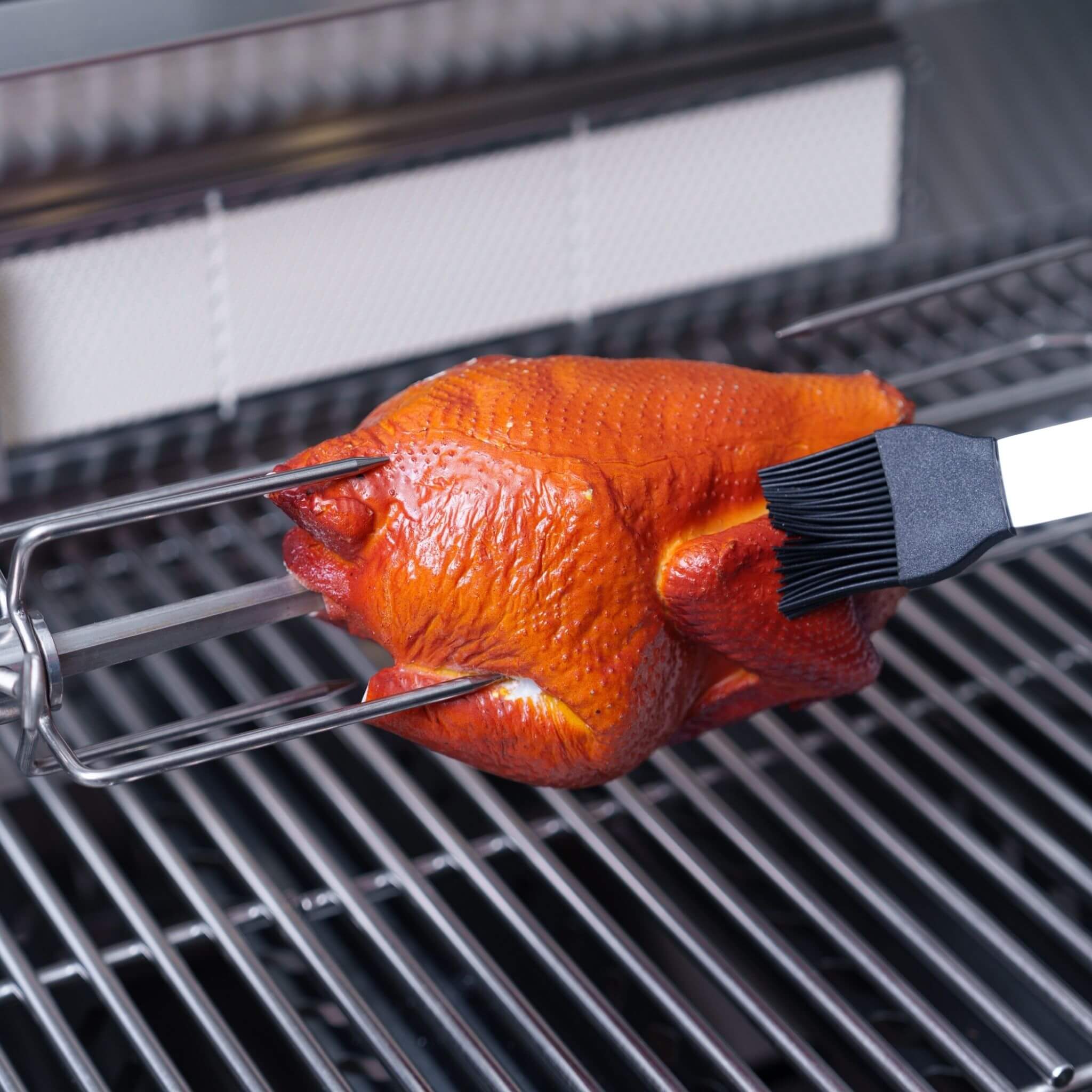 Castelle Flame Premium Black Stainless Steel 6-Burner Gas Grill Kitchen Island With Rotisserie Kit