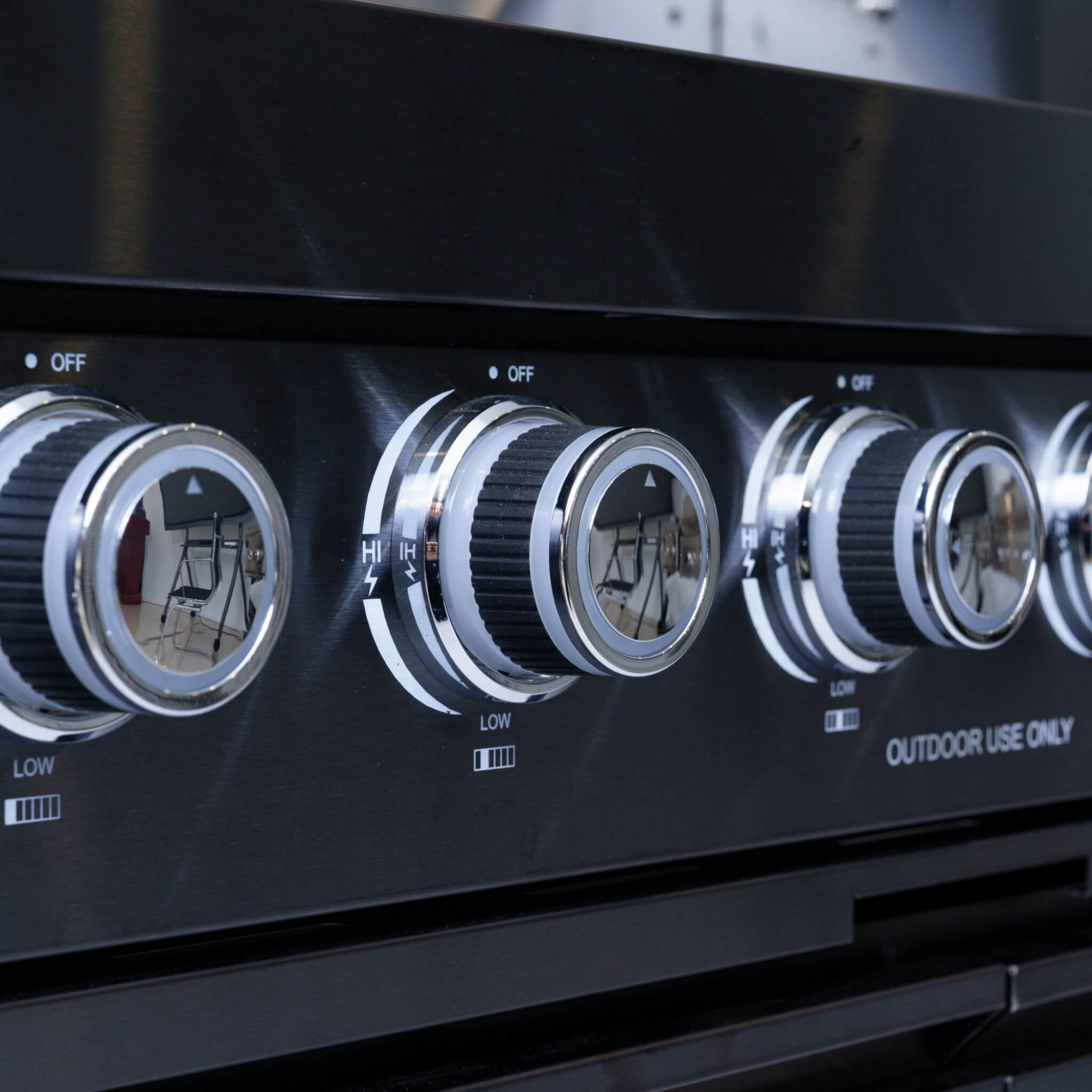 Castelle Flame Premium Black Stainless Steel 6-Burner Gas Grill Kitchen Island With Rotisserie Kit