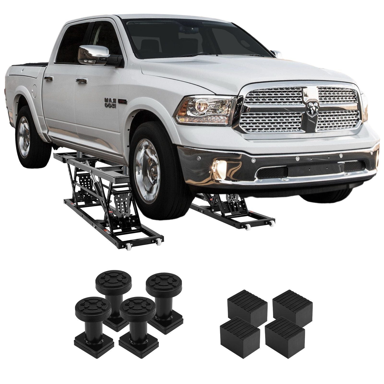 Car Lift, 7,000 LBS Capacity Portable Car Lift, with Extended-Length Plates, 26.8" Max. Height, Heavy-duty Carbon Steel Truck Lift with 120V Power Unit, Auto Car Jack Lifts for Home Garage Shop