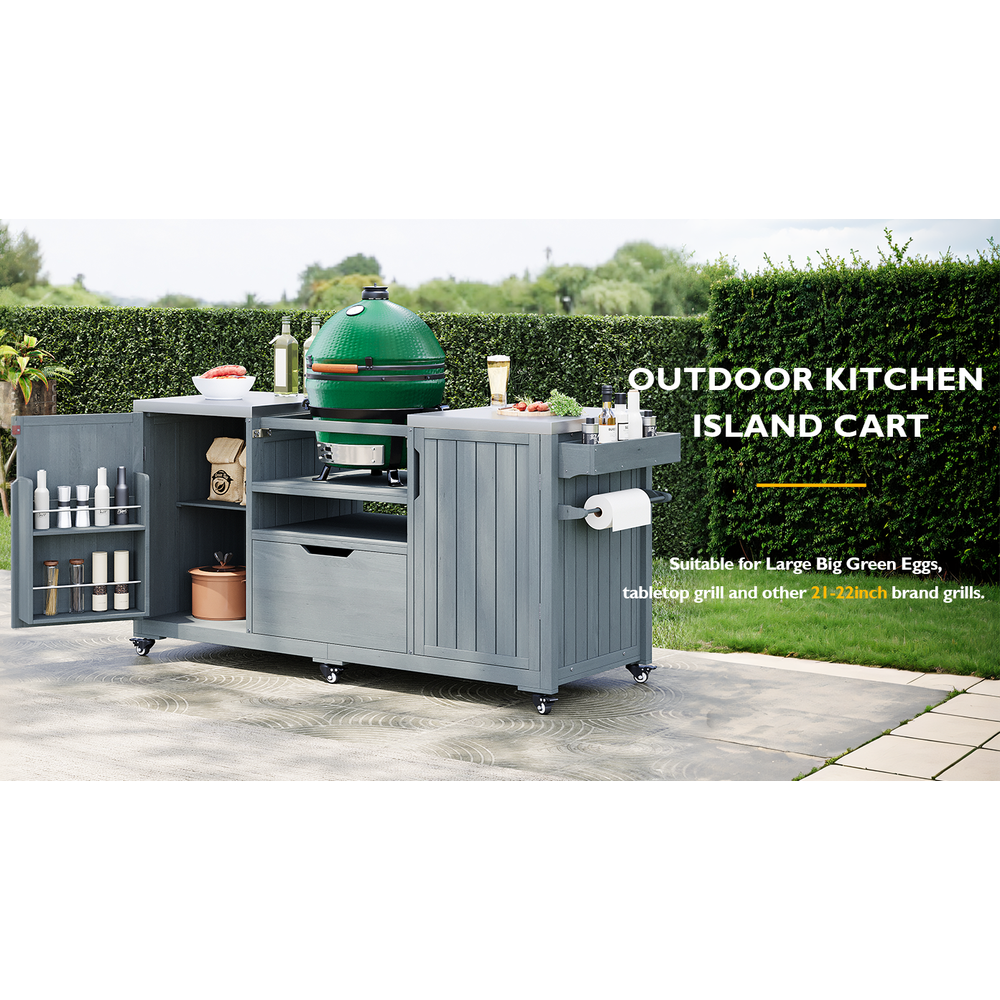 K&K 66.5" Outdoor Kitchen Island for Big Green Egg Grills