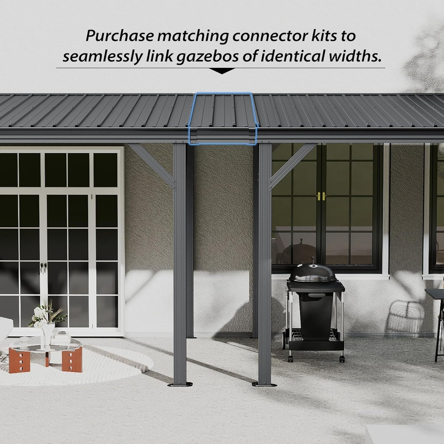 12'x16' Hardtop Lean-To Gazebo with Gutters