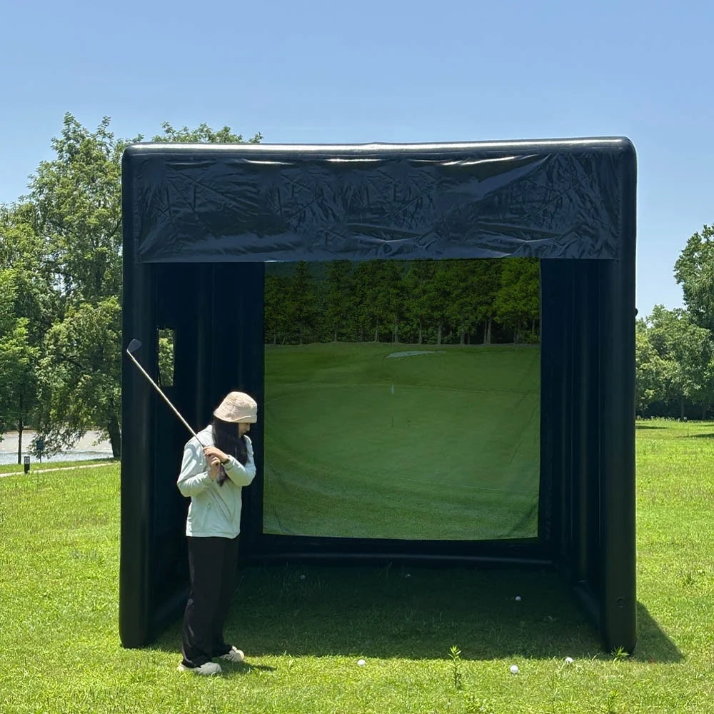 Portable Inflatable Golf Simulator Set - 13X10Ft Dual - Use (Indoor & Outdoor) Golf Practice Swing System with Inflatable Tent & Pump