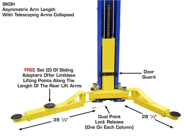 Atlas 9KOHX Overhead Adjustable Height Two Post Lift