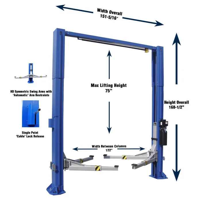 ASEplatinum TP12KC-D Heavy-Duty Clear Floor Two Post Lift