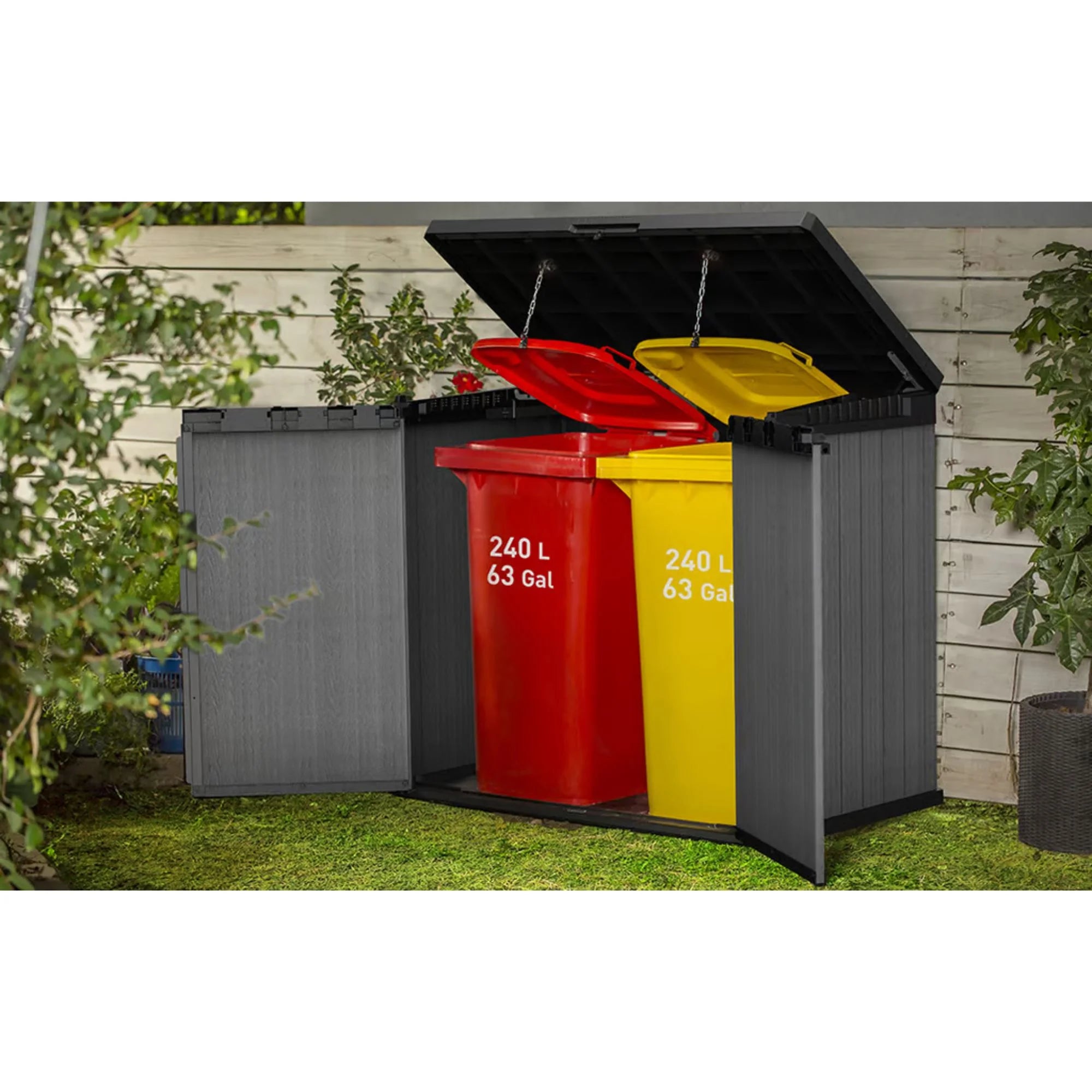 Outdoor Storage Shed, Durable Resin, Compact & Portable, Store-It-Out Darwin, Grey