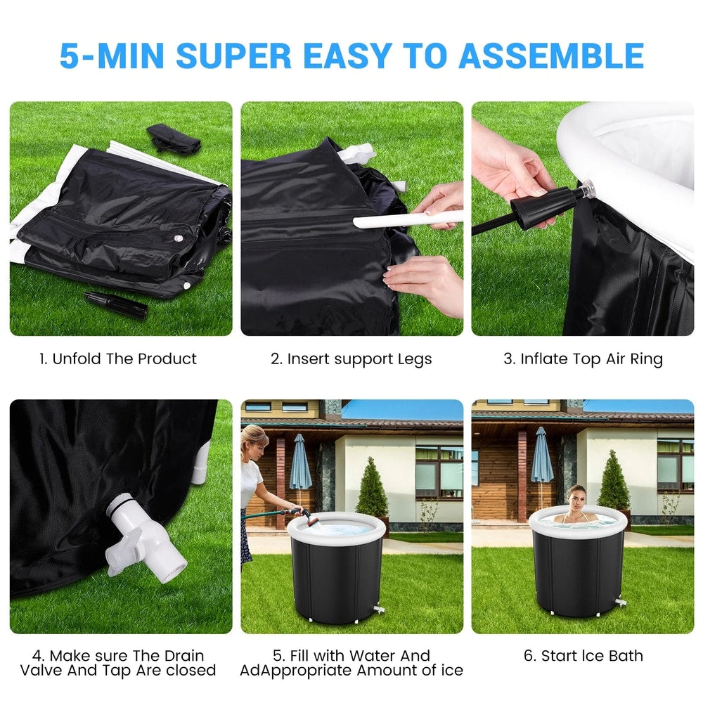 Foldable Ice Bath Tub Compatible with Water Chillers, Portable Cold Plunge with Cover for Athletes and Adult