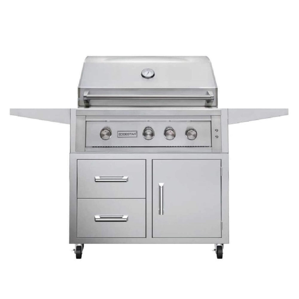 Edgestar 89K BTU 36-Inch Liquid Propane Freestanding LED Lighting Grill Cart With Rotisserie