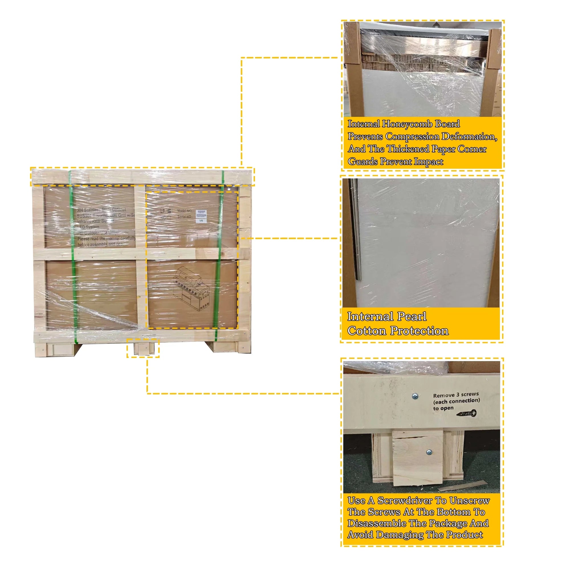 Outdoor Kitchen Island Black Stainless Steel with Sink & 46-Inch 4-Burner 72000 BTU Grill, Wine Cooler, Refrigerator, Rotisserie Kit & Granite Countertops