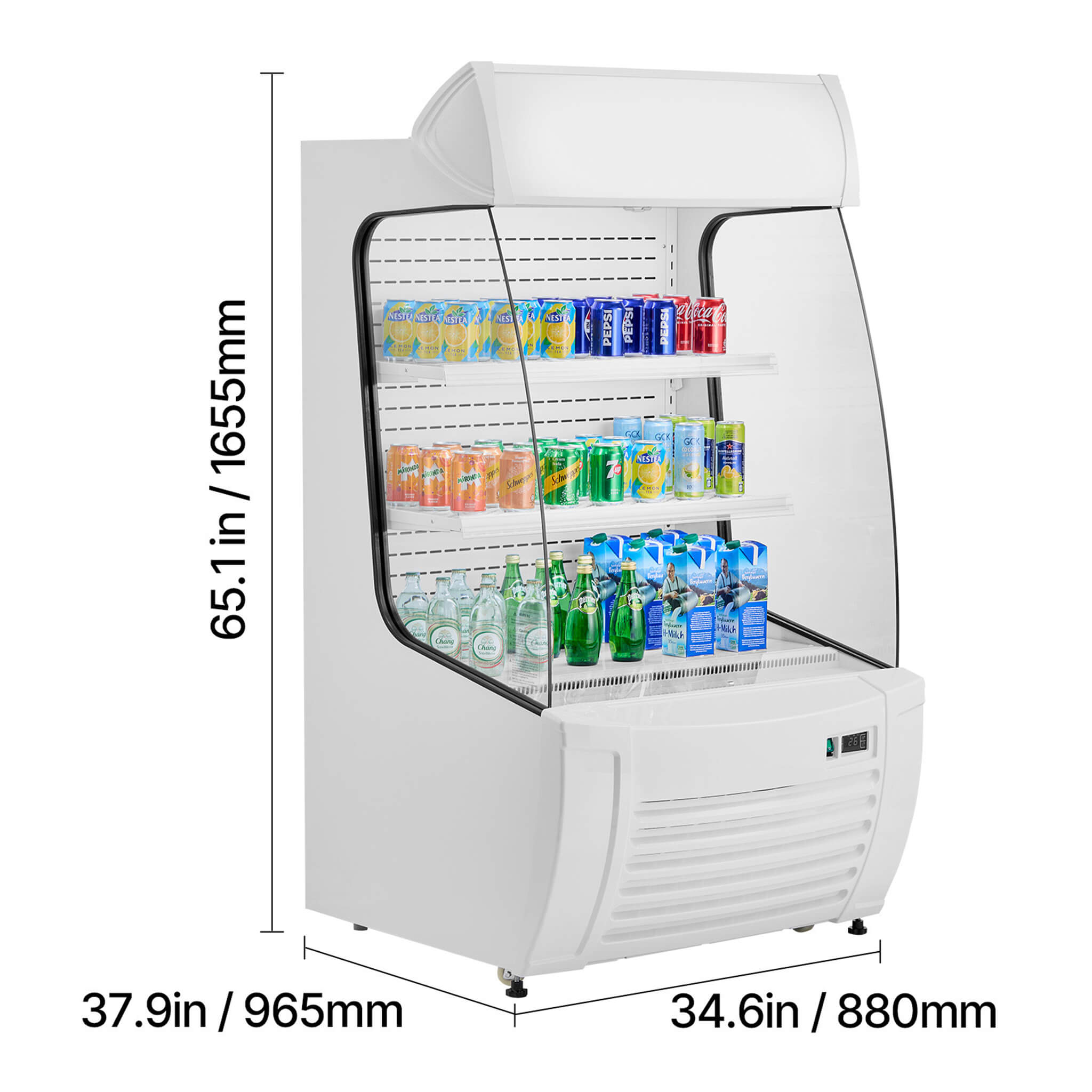 Heavy-Duty 12 Cu.Ft 2-Tier Open-Air Industrial Display Merchandiser Cooler
