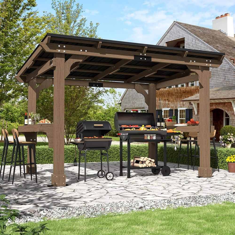 Alora Heavy-Duty Premium Wooden Grill Gazebo With Sloped Metal Roof