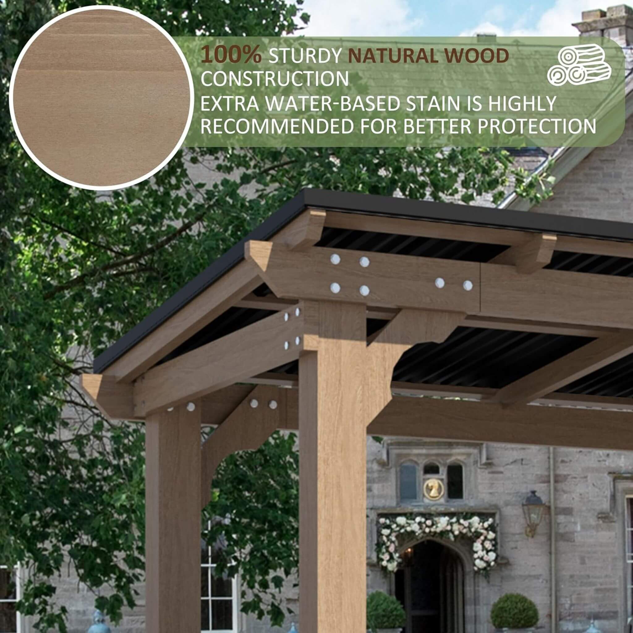 Alora Heavy-Duty Premium Wooden Grill Gazebo With Sloped Metal Roof
