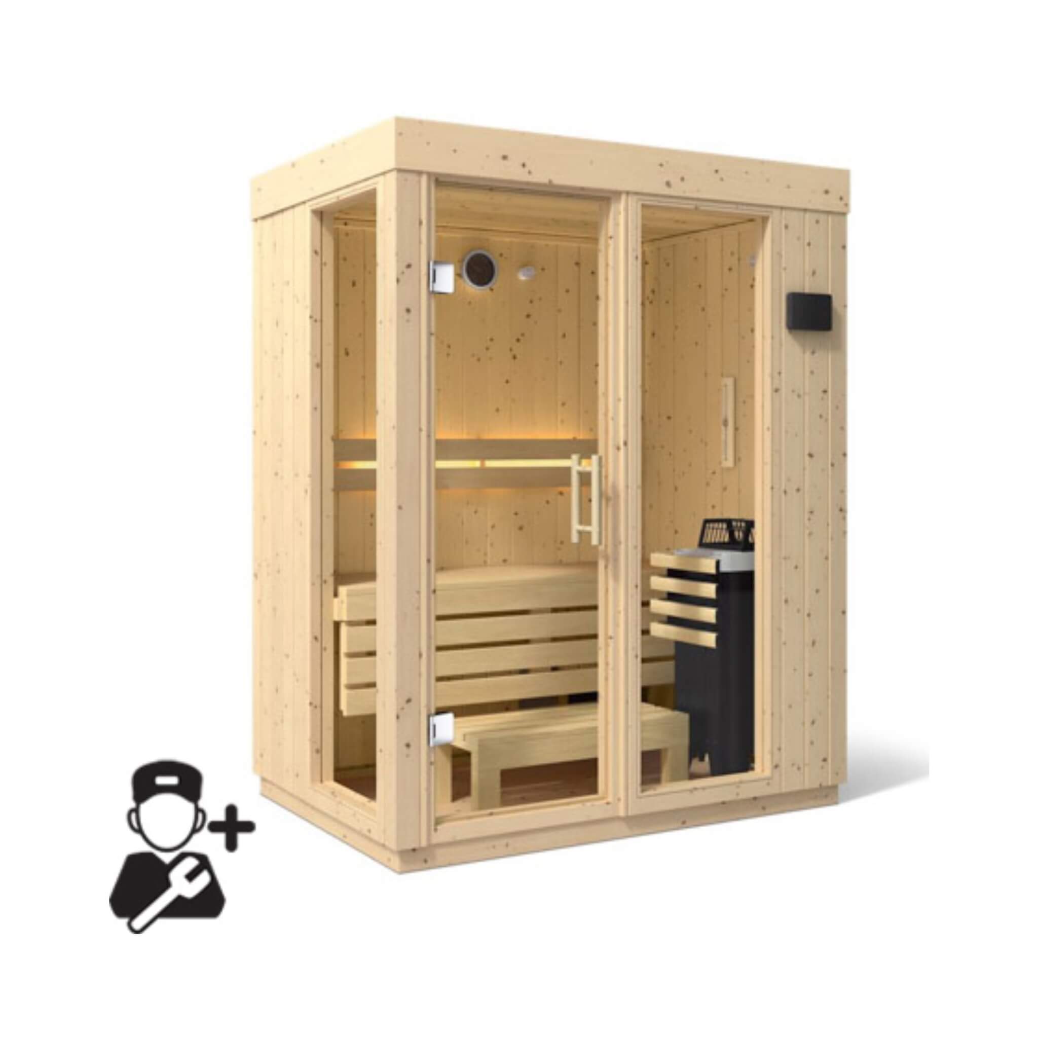 Kohler C1 Luxury Indoor Scandinavian Spruce Home Sauna Kit