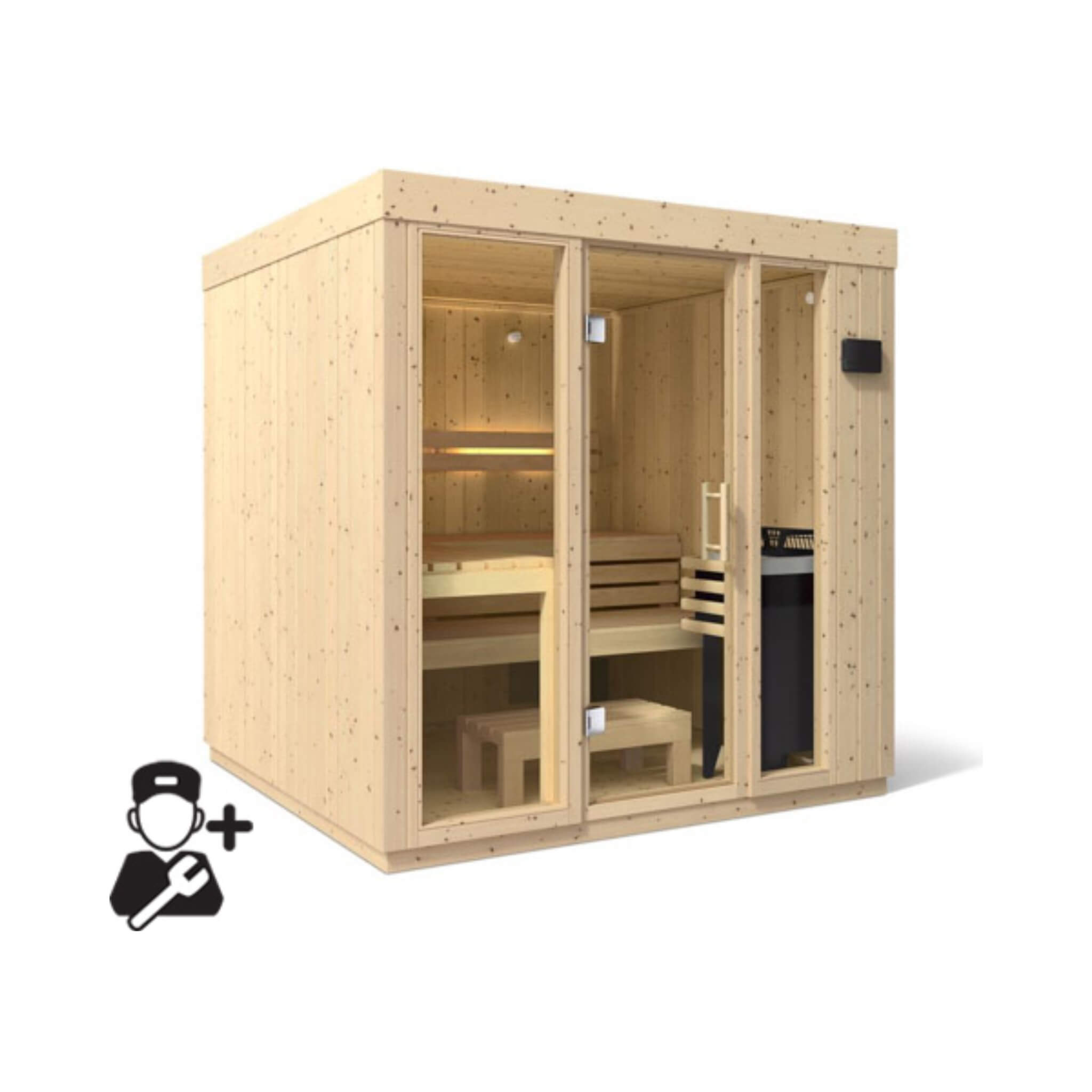 Kohler C1 Luxury Indoor Scandinavian Spruce Home Sauna Kit