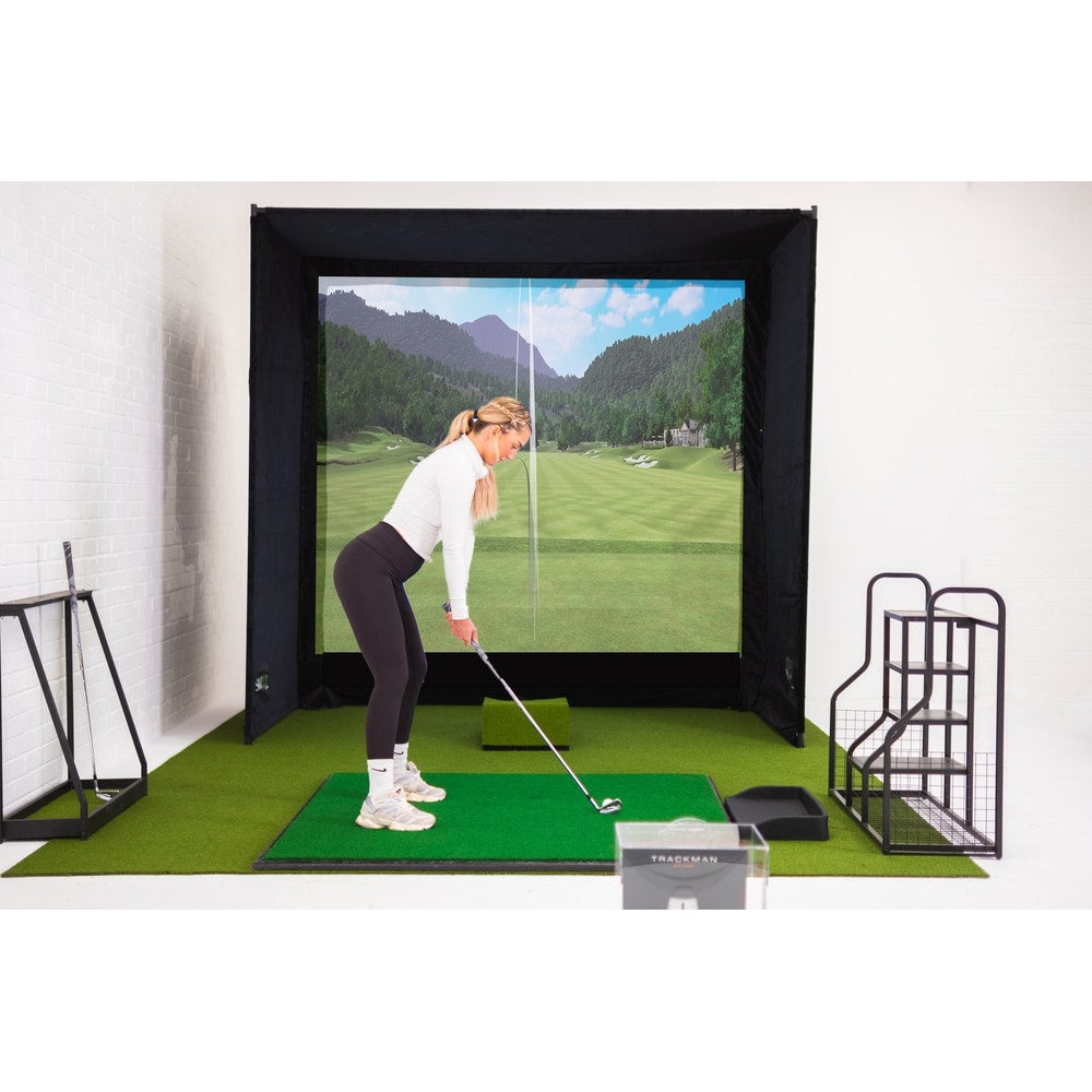 SimBox Golf Simulator Enclosure - 7 sizes, Pro + Impact Screen and Frame INCLUDES FREE SIDE BARRIERS