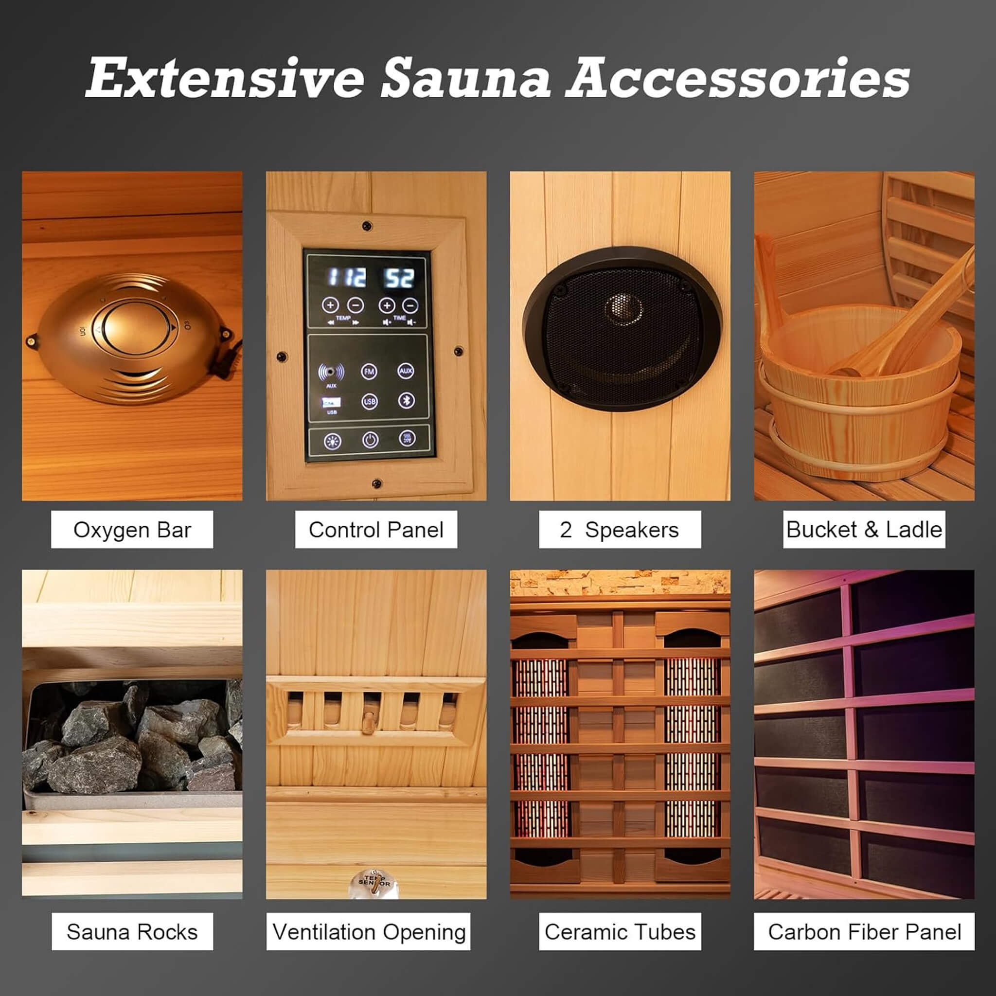 Rövia Aurora 3-Person Indoor Hybrid Sauna Room With Infrared And 4.5KW Steam Heaters