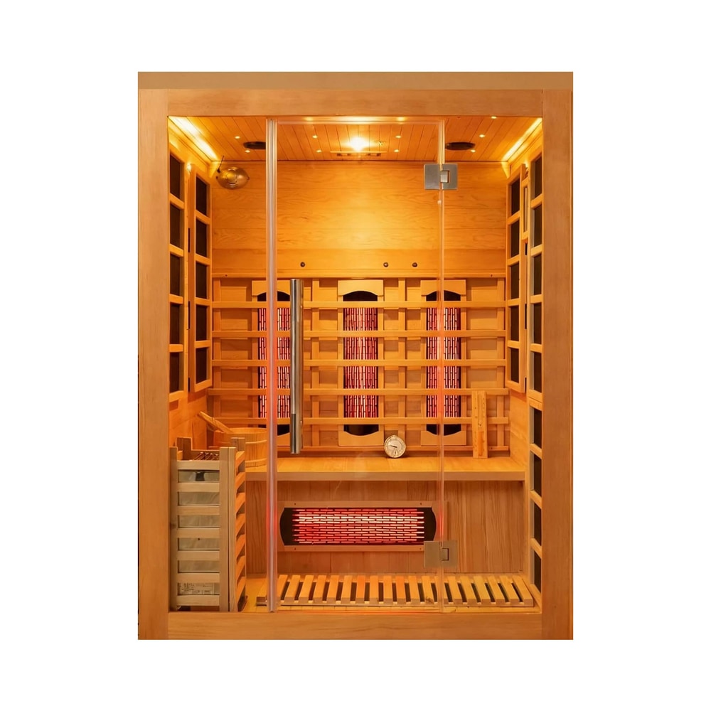 Rövia Aurora 3-Person Indoor Hybrid Sauna Room With Infrared And 4.5KW Steam Heaters