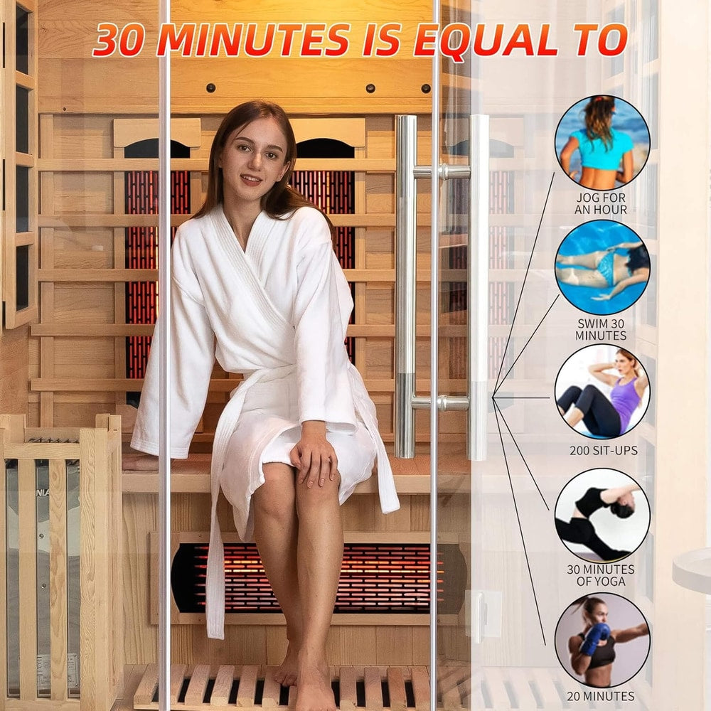 Rövia Aurora 3-Person Indoor Hybrid Sauna Room With Infrared And 4.5KW Steam Heaters