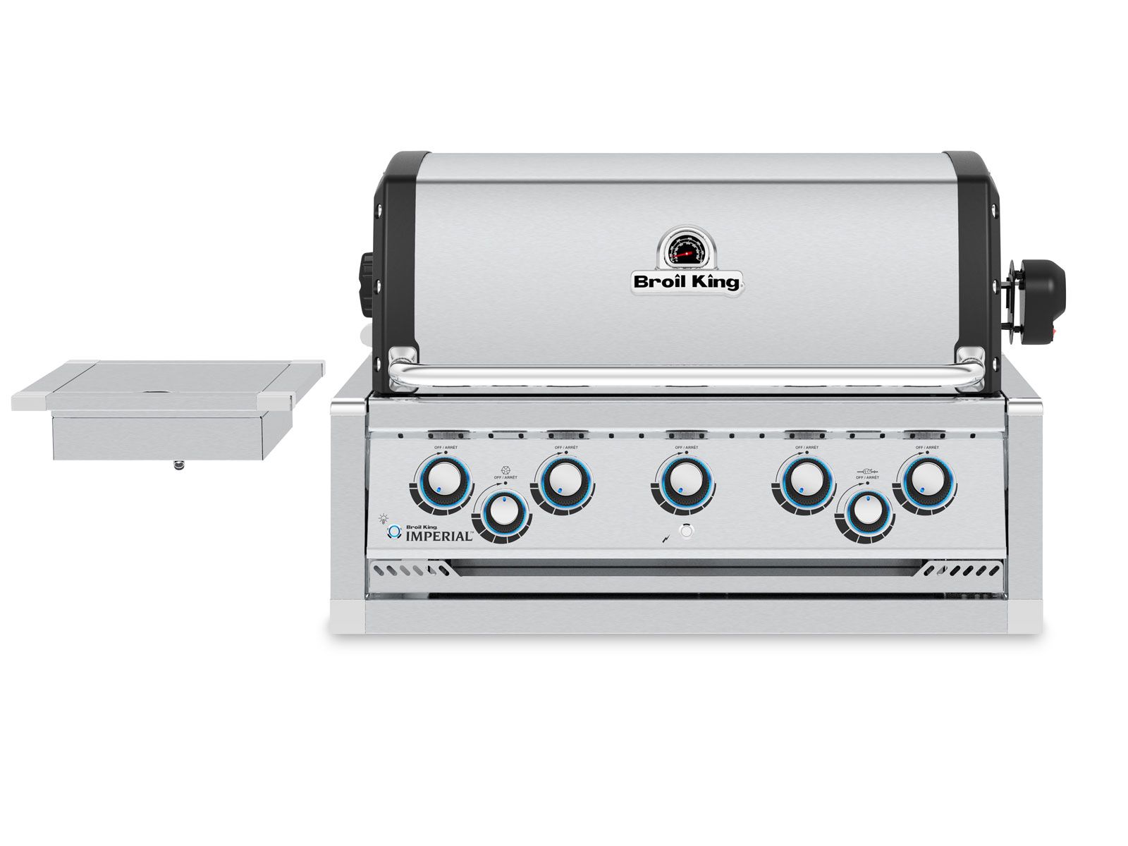 Broil King 111 x 70-Inch Outdoor Kitchen Island with Imperial S 590i 5-Burner Gas Grill, Rotisserie, Side Burner & Refrigerator