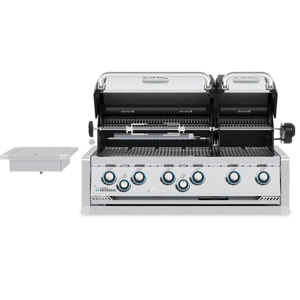 Broil King 118 x 70-Inch Outdoor Kitchen Island with Imperial S 690i 6-Burner Gas Grill, Rotisserie, Side Burner & Refrigerator