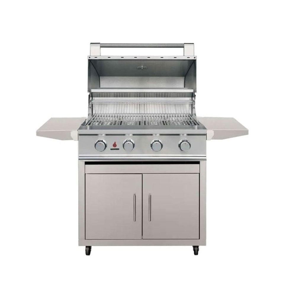 TrueFlame E-Series 32-Inch 4-Burner Gas Grill on Double Door Cart
