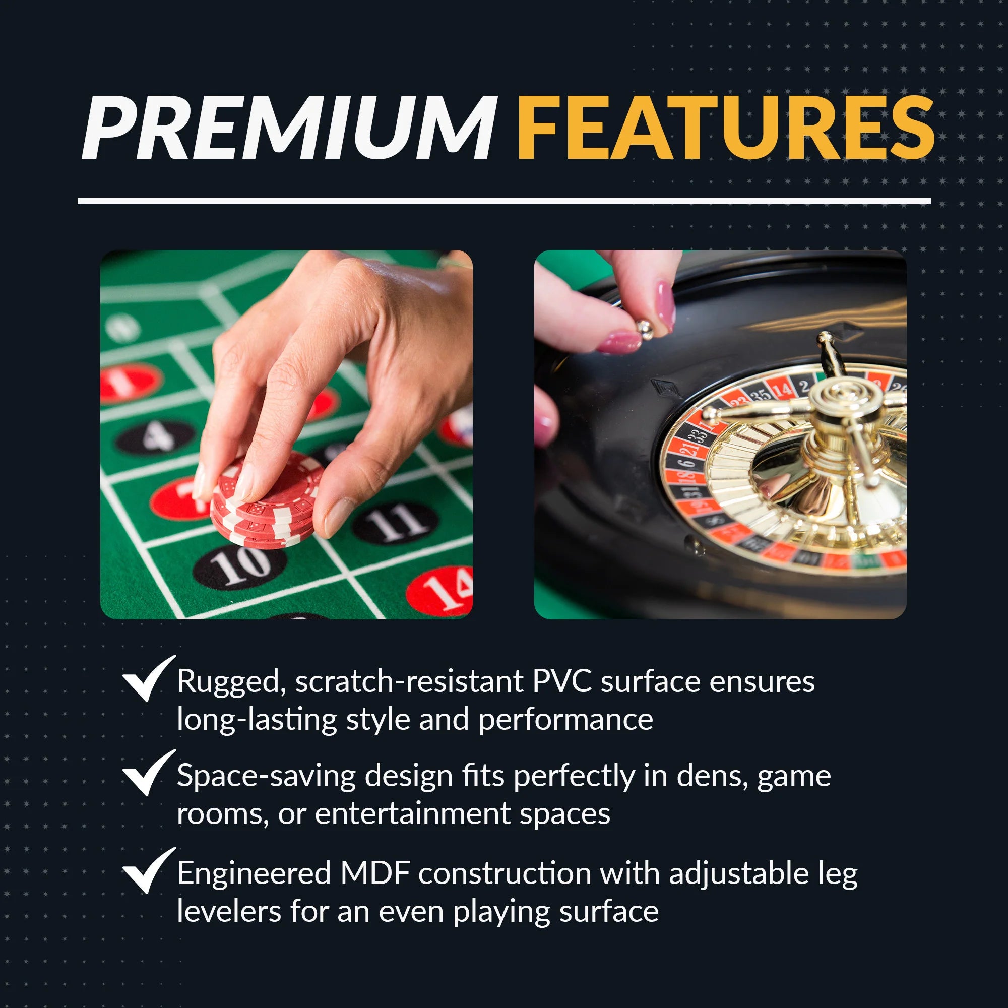Monte Carlo 4-In-1 Multi Combo Game Table Set, Roulette, Blackjack, Craps