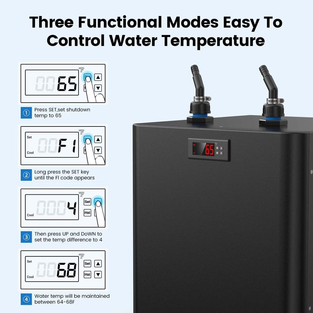Rocita Aquarium Chiller,132Gal 500L, 1/2 HP Aquarium Water Chiller for Axolotl,Hydroponic System,Sea/Fresh Water