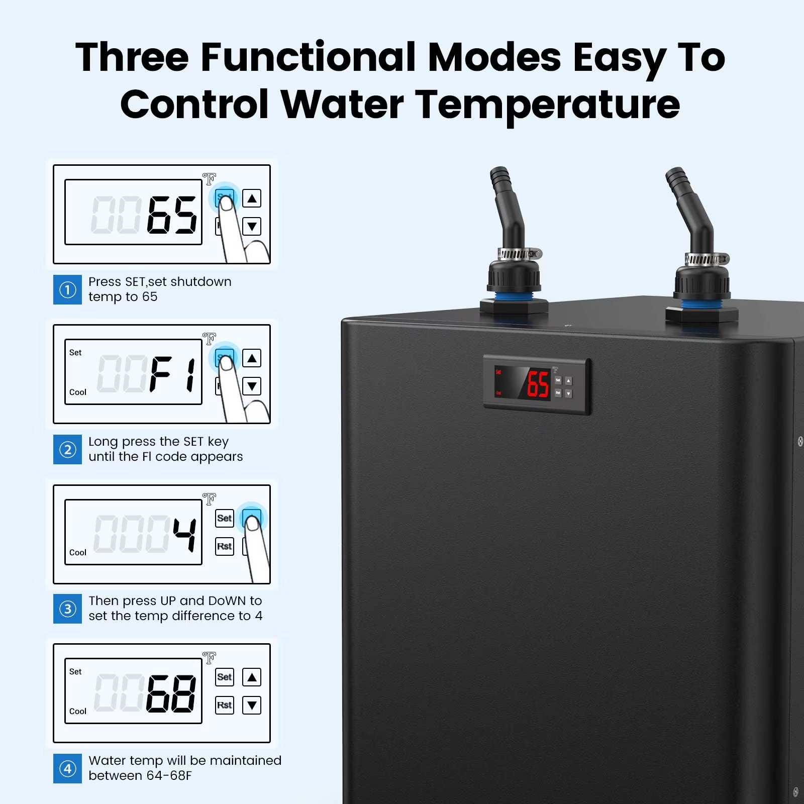 Rocita Aquarium Chiller,132Gal 500L, 1/2 HP Aquarium Water Chiller for Axolotl,Hydroponic System,Sea/Fresh Water