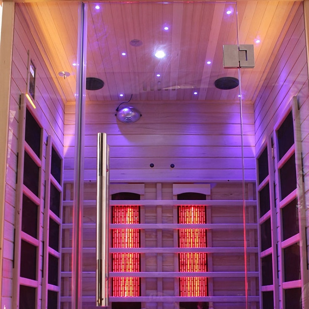Blisspod | Venetian | Full Spectrum Indoor Premium Canadian Hemlock Low EMF Sauna | 10 Heaters | Chromotherapy & Reflexology | 2 Person