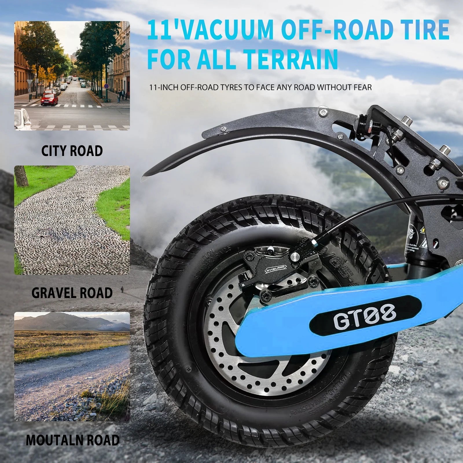 GT08 Electric Scooter for Adults,5600W Dual Motor Off-Road E-Scooter, 50 MPH Top Speed & 46 Miles Long Range, 11" Fat Tires Foldable Motorized Scooter, 60V 27AH UL2272