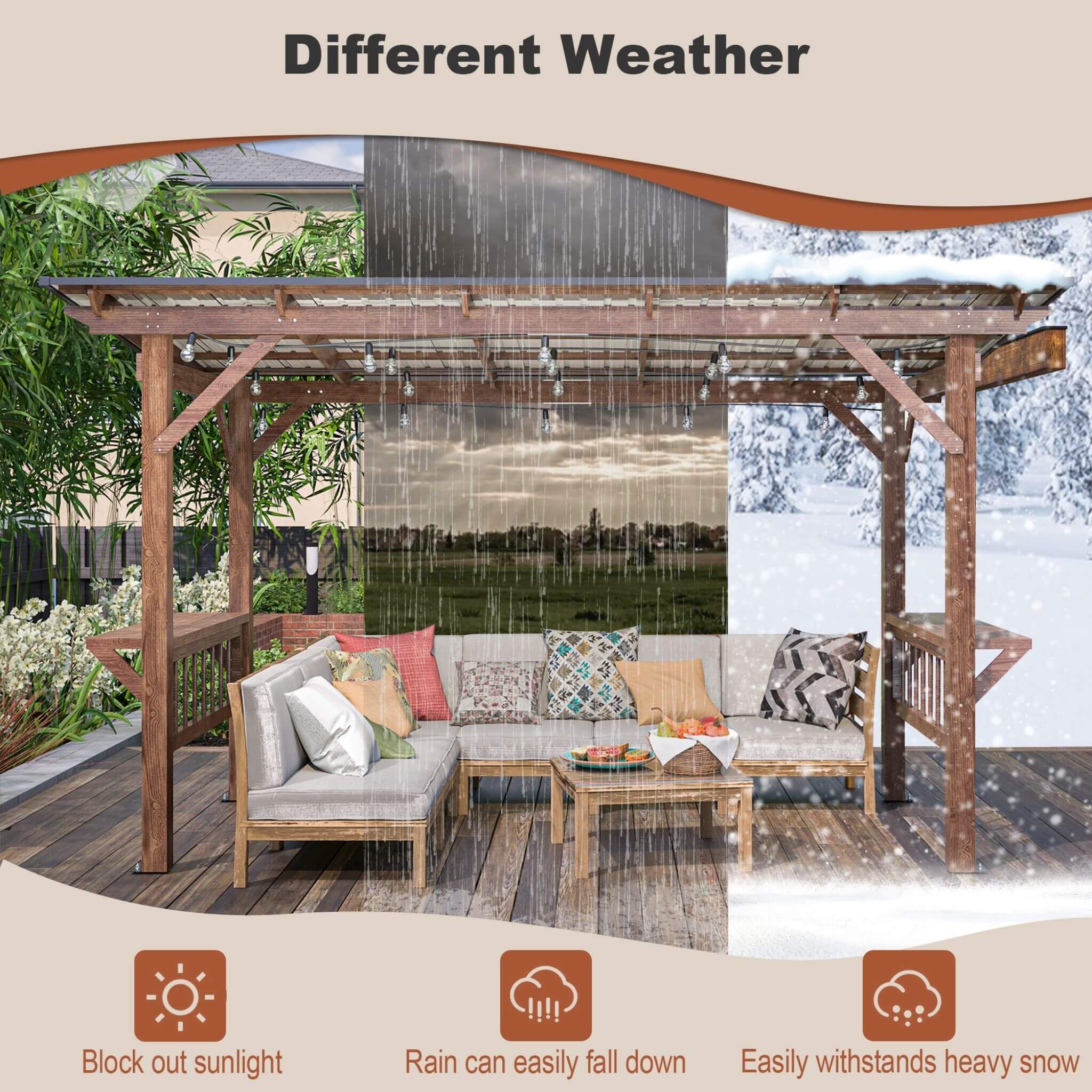 [06X13FT] Alora Durable Outdoor Hardtop BBQ Grill Shelter Gazebo With Shelves