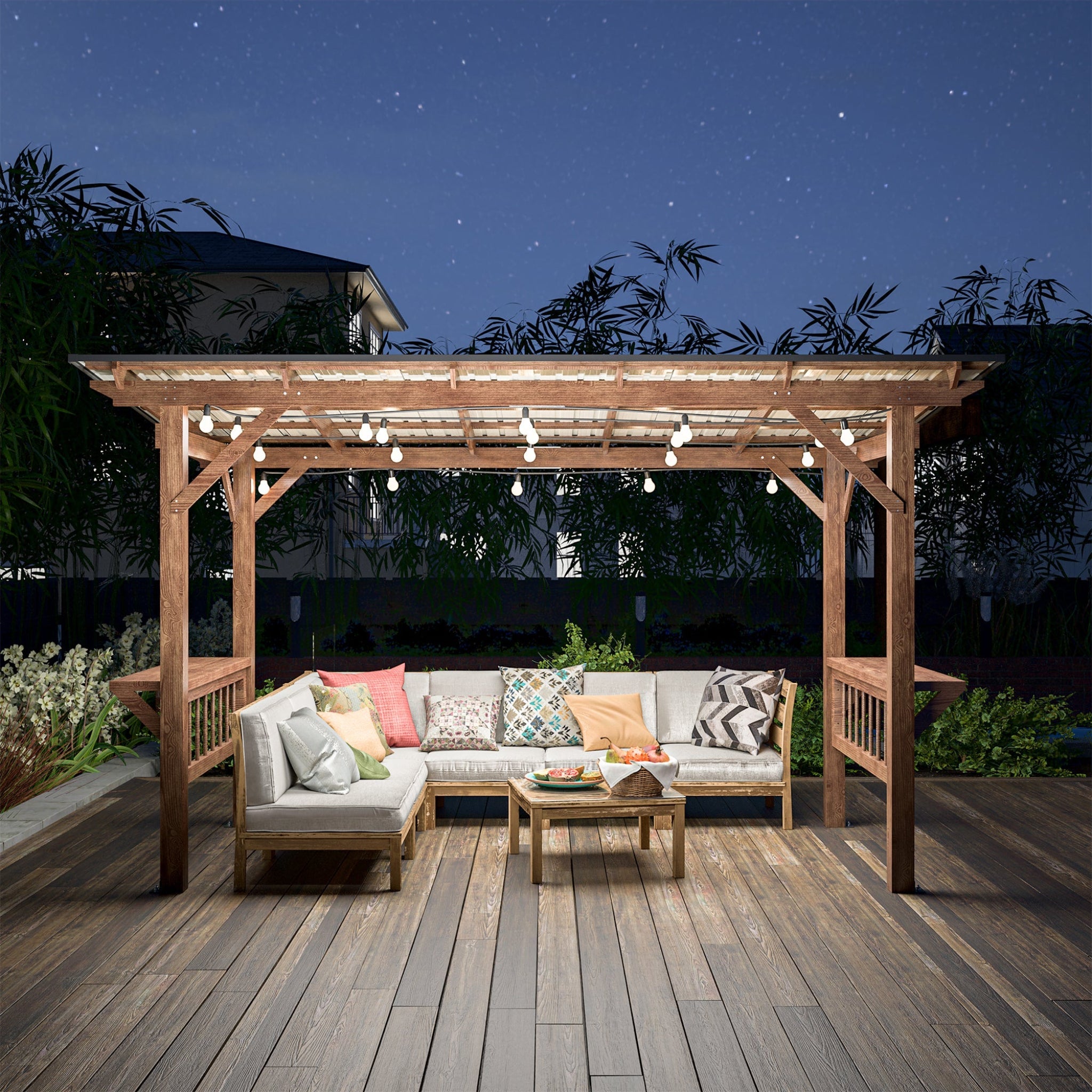 [06X13FT] Alora Durable Outdoor Hardtop BBQ Grill Shelter Gazebo With Shelves