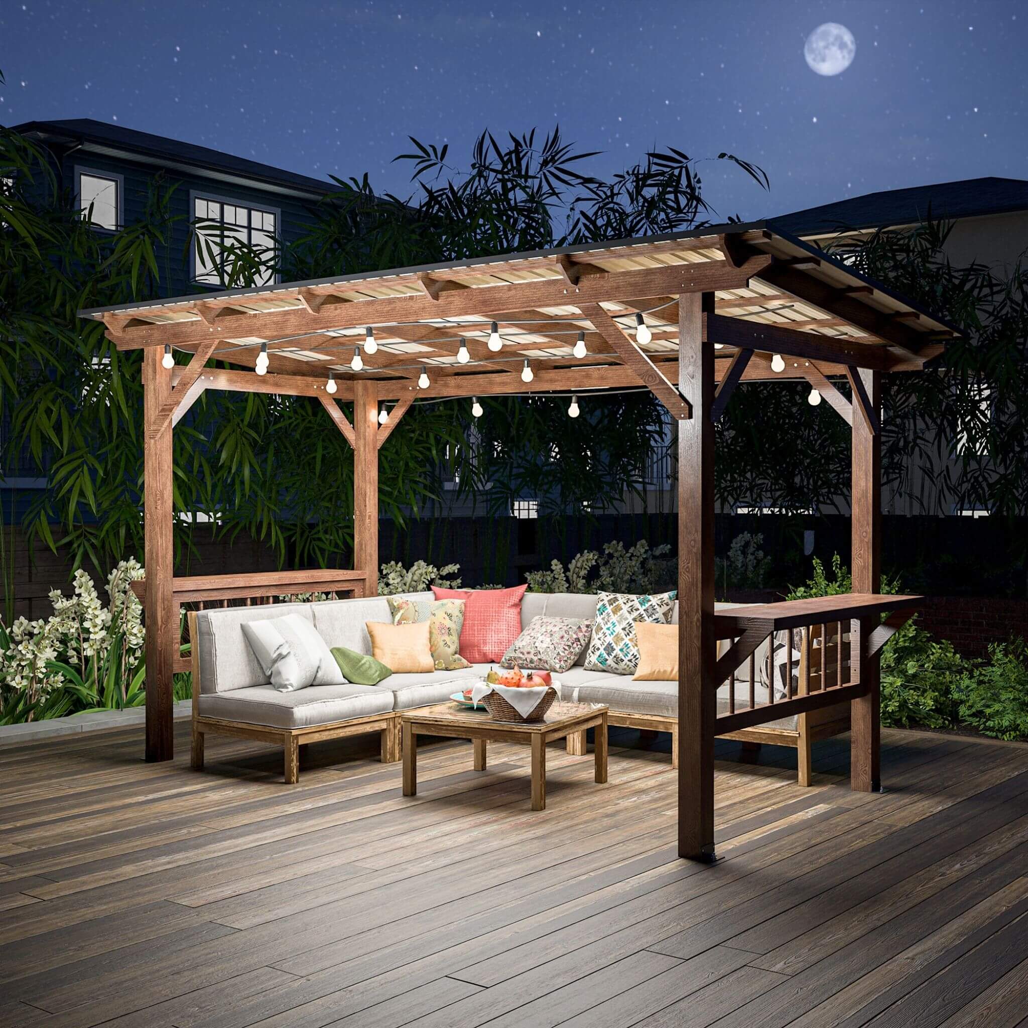 [06X13FT] Alora Durable Outdoor Hardtop BBQ Grill Shelter Gazebo With Shelves