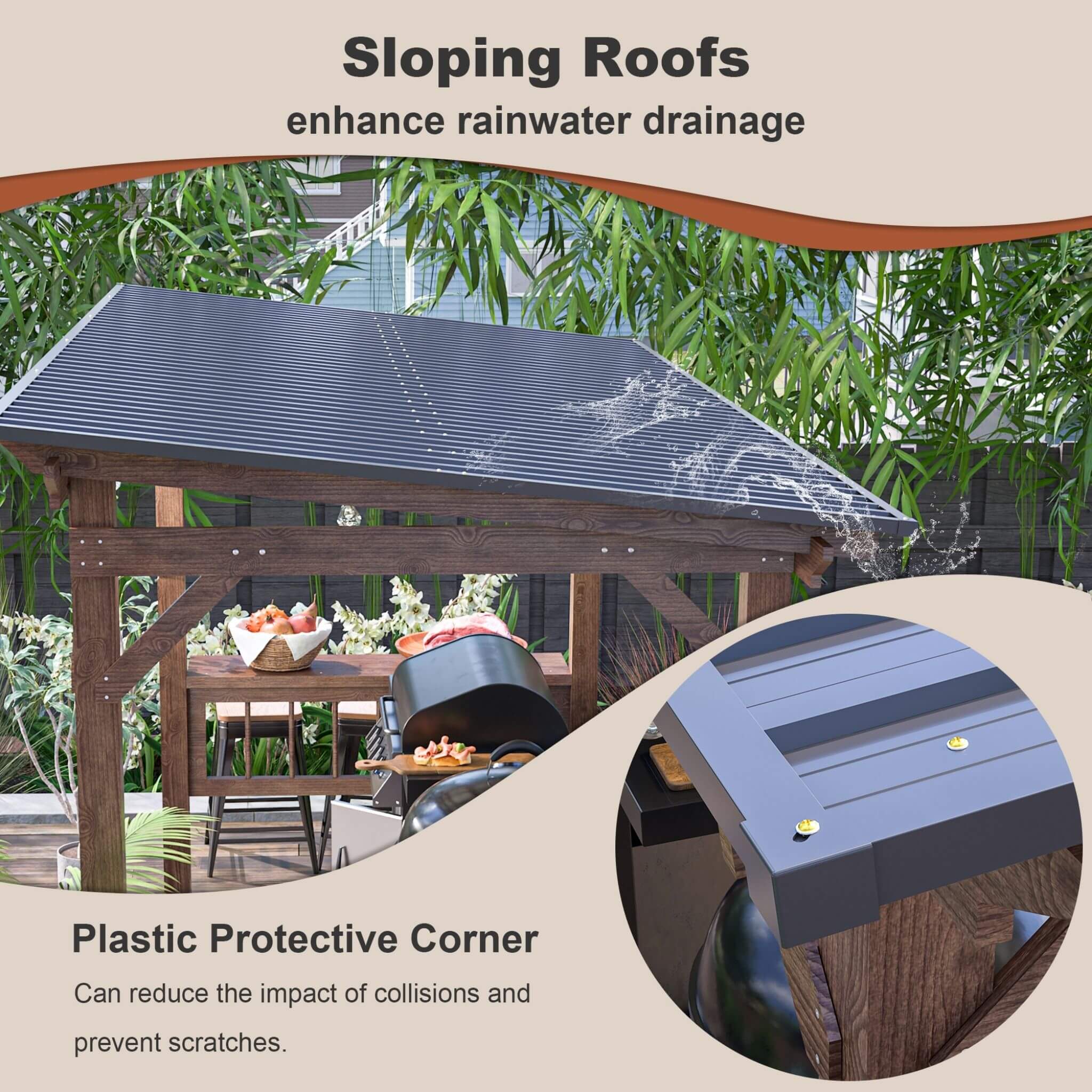 [06X13FT] Alora Durable Outdoor Hardtop BBQ Grill Shelter Gazebo With Shelves