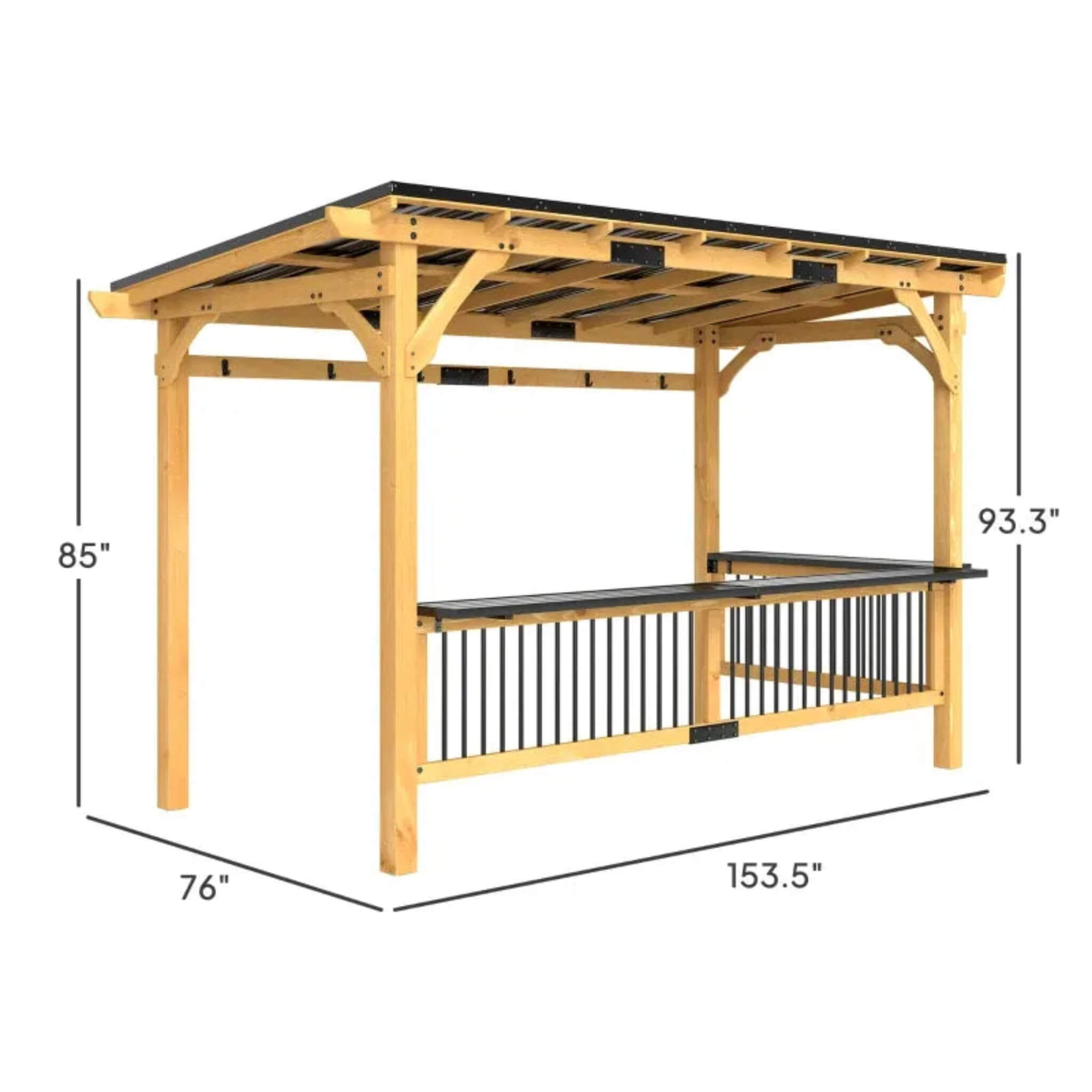 [06X13FT] Alora Premium Outdoor Hardtop Wooden BBQ Grill Gazebo