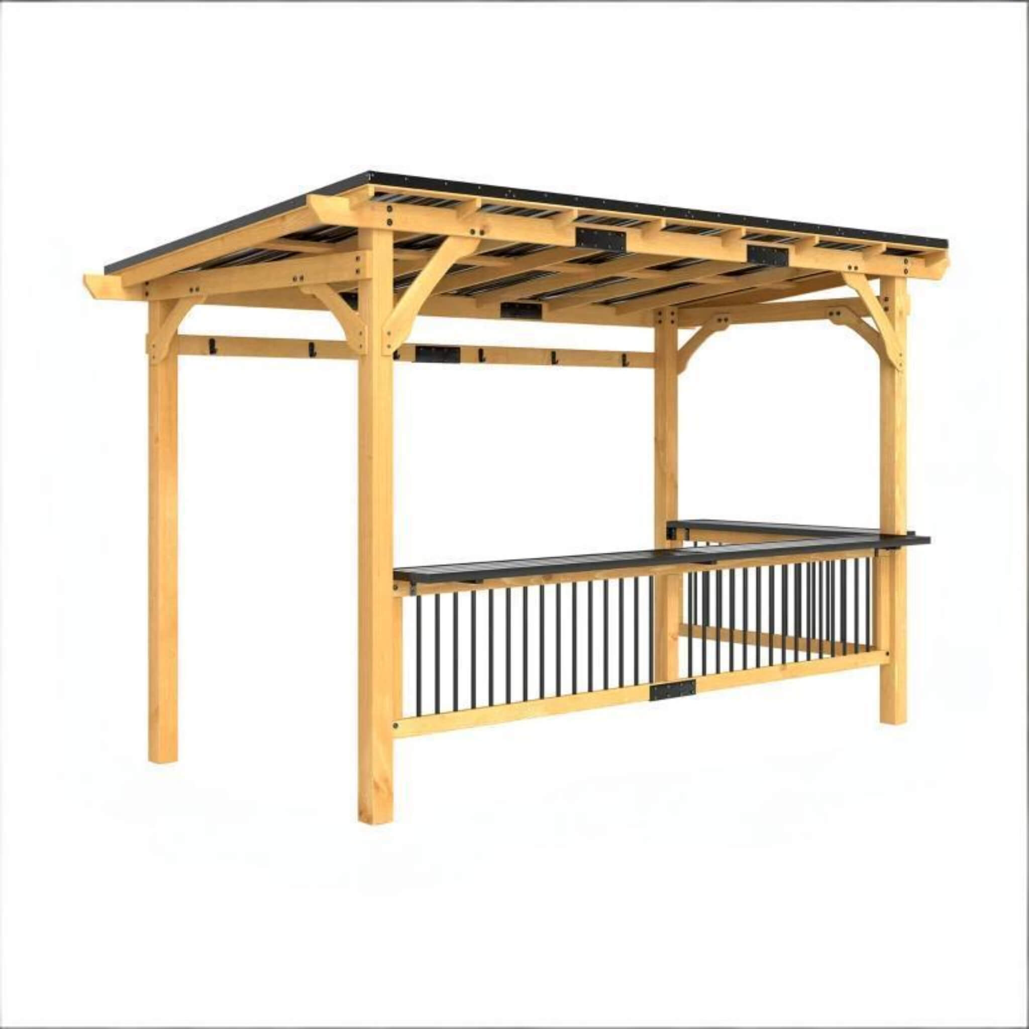 [06X13FT] Alora Premium Outdoor Hardtop Wooden BBQ Grill Gazebo