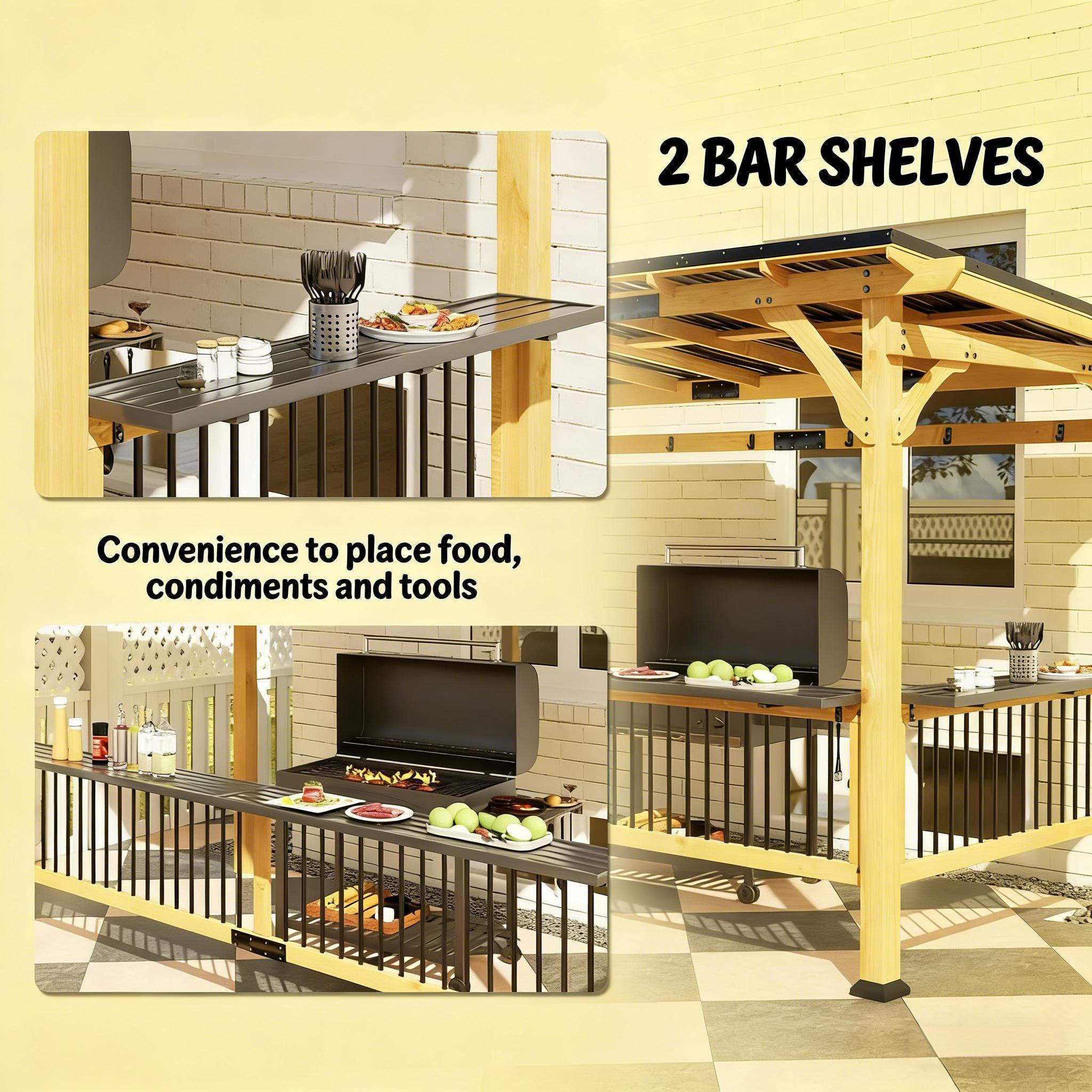 [06X13FT] Alora Premium Outdoor Hardtop Wooden BBQ Grill Gazebo