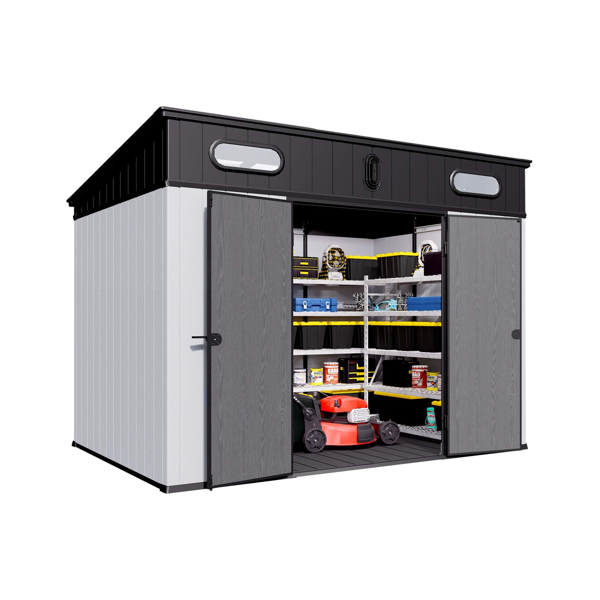 [07X10FT] Alora Heavy-Duty Weather-Resistant Steel-Reinforced Plastic Storage Shed With Floor (SAK93148)