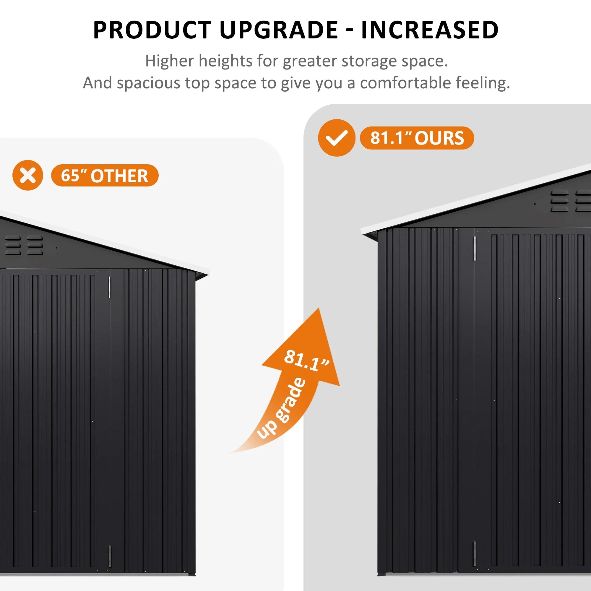 10'X14' Outdoor Metal Shed , Storage Shed with Updated Frame, Lockable Doors & Sliding Roof for Backyard, Garden, Black