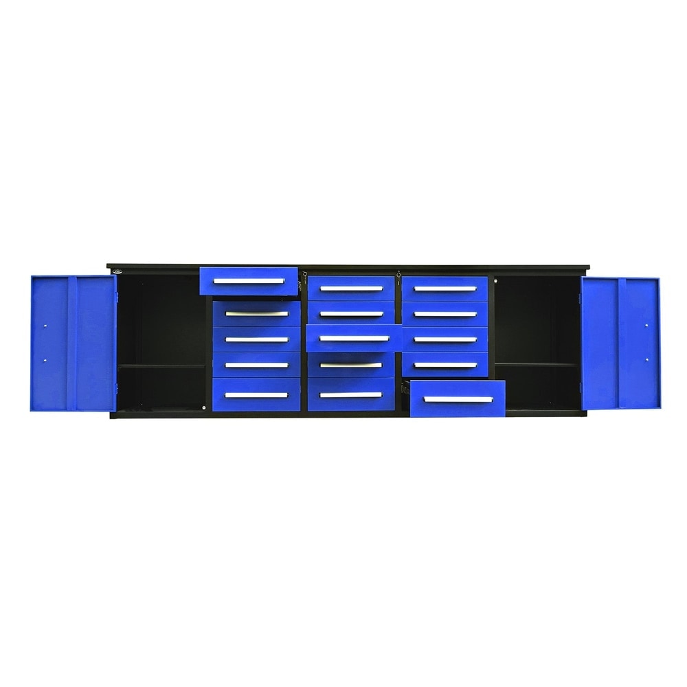 10ft Workbench Storage Cabinet with 15 Drawers & 2 Cabinets
