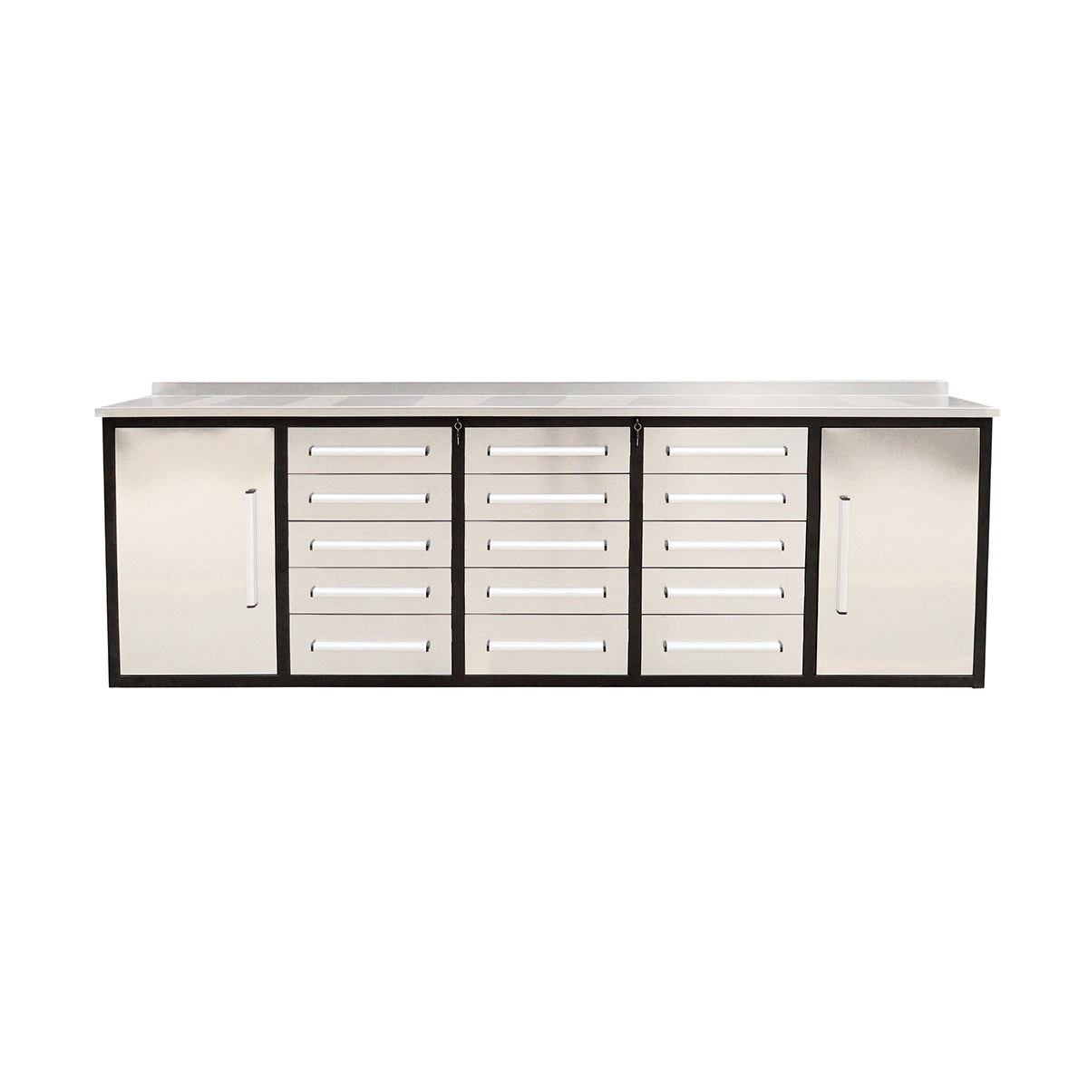 10ft Workbench Storage Cabinet with 15 Drawers & 2 Cabinets