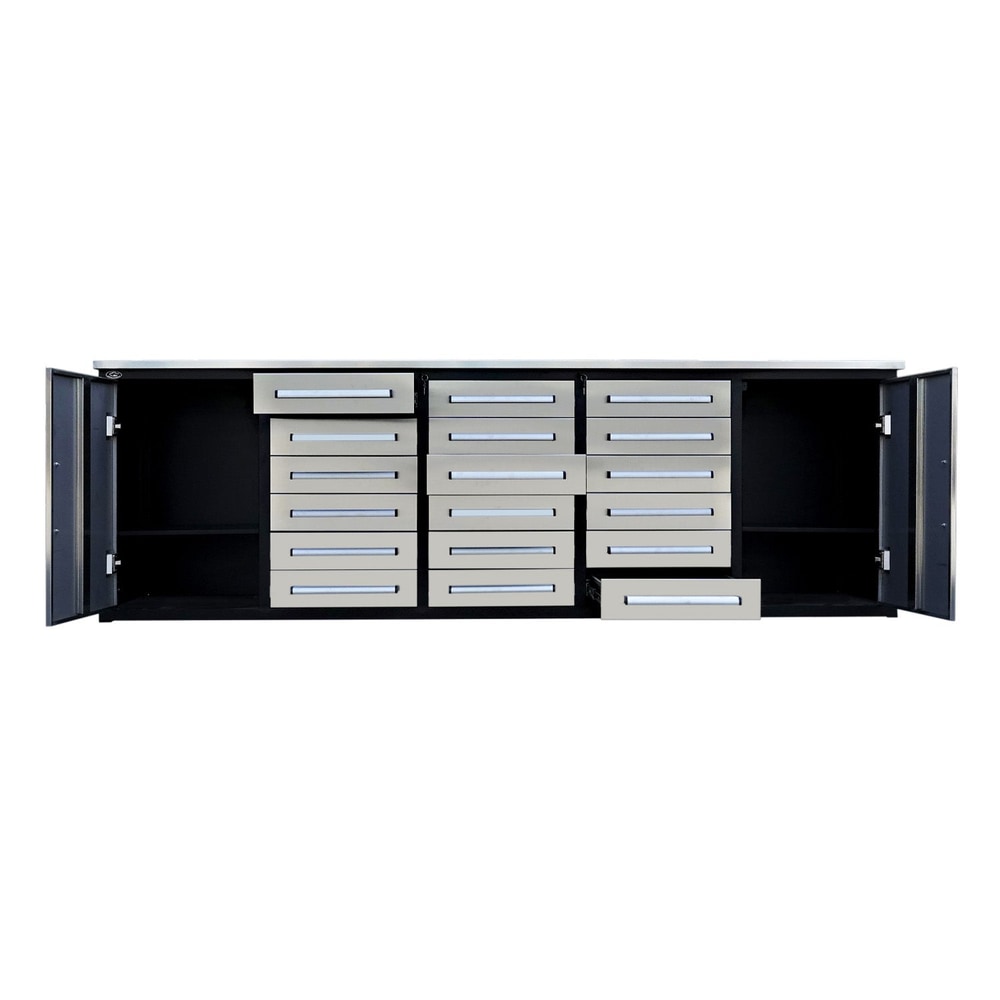 10ft Garage Storage Cabinet with 18 Drawers & 2 Cabinets