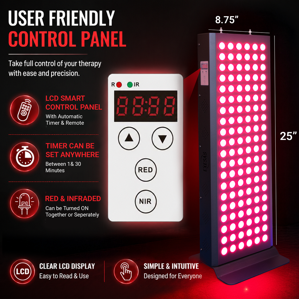 EXESAS 120 LED, 600W Dual-Chip, Red Light Therapy Device for Full Body, 4-Wavelengths Infrared LED Panel for Skin, Weight, Pain, Wellness