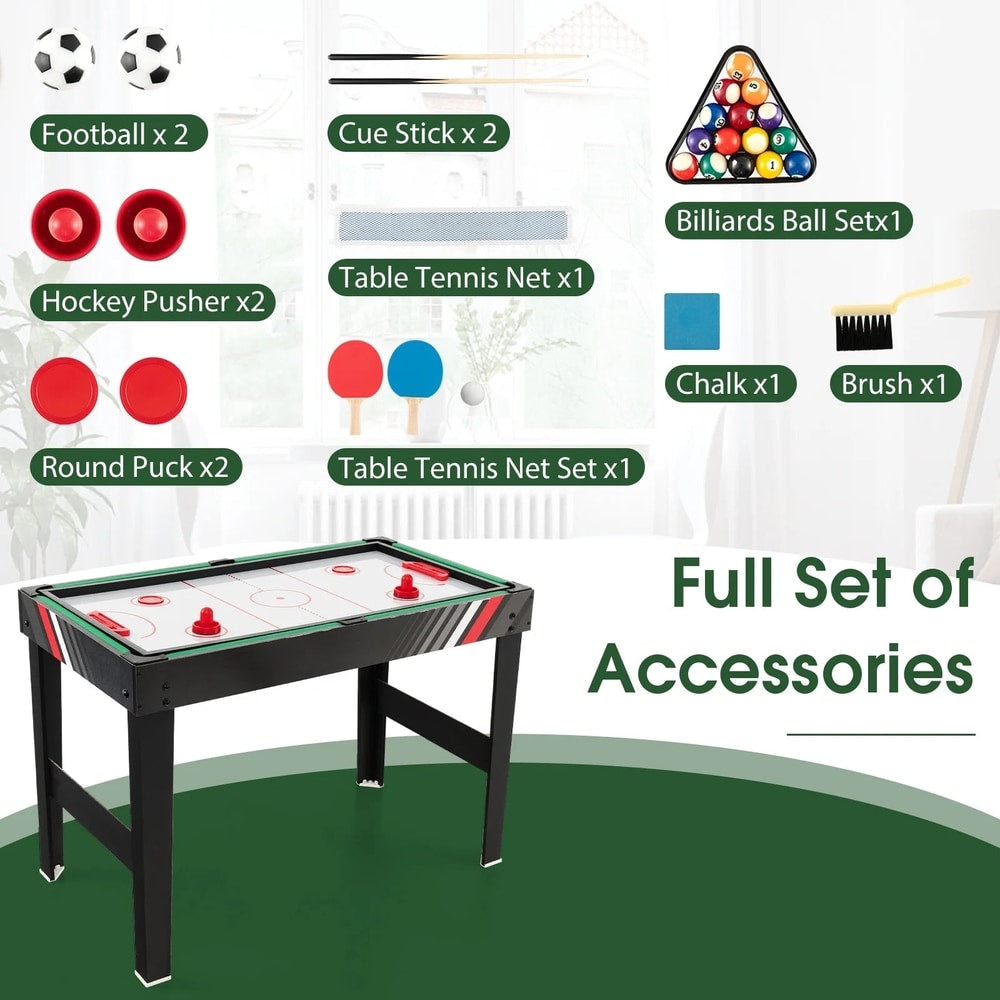 4-In-1 Combo Game Table 49" Foosball with Pool Billiards Air Hockey Table Tennis
