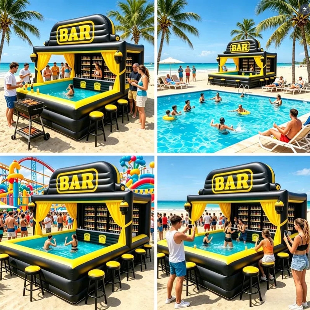 PVC Portable Inflatable Pool Bar Adults Outdoor Yard Party Water Pool Inflatable Bar Tent Blow up Pub Platform Customed 4M5M6M